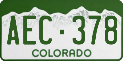 CO license plate AEC378