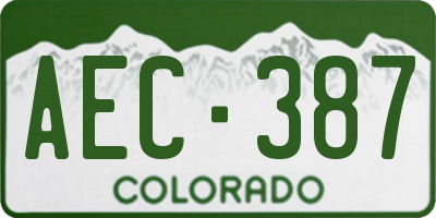 CO license plate AEC387