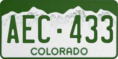 CO license plate AEC433