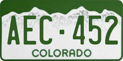 CO license plate AEC452