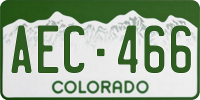 CO license plate AEC466