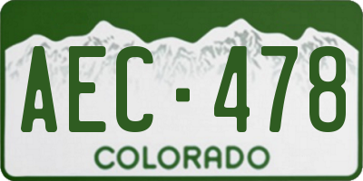CO license plate AEC478
