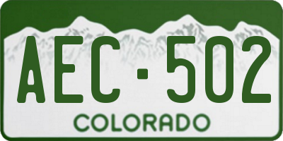 CO license plate AEC502