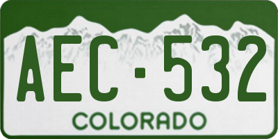 CO license plate AEC532