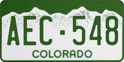 CO license plate AEC548