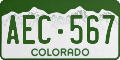 CO license plate AEC567