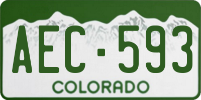 CO license plate AEC593