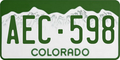 CO license plate AEC598