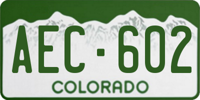 CO license plate AEC602