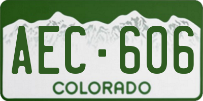 CO license plate AEC606