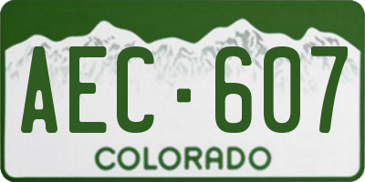 CO license plate AEC607