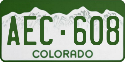 CO license plate AEC608