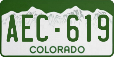 CO license plate AEC619