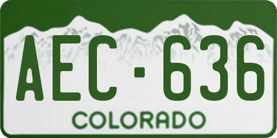 CO license plate AEC636
