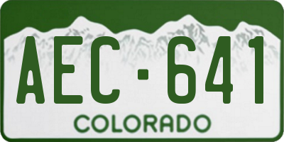 CO license plate AEC641