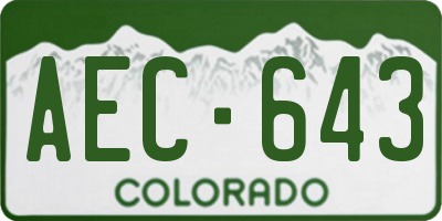 CO license plate AEC643