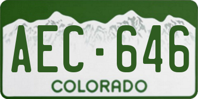 CO license plate AEC646