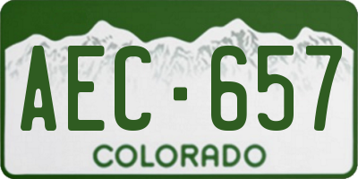 CO license plate AEC657
