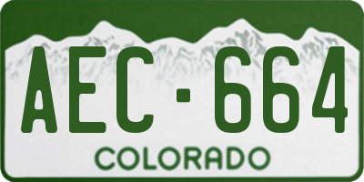 CO license plate AEC664