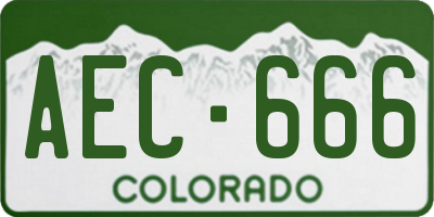 CO license plate AEC666