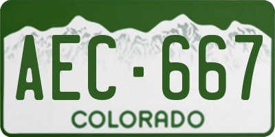 CO license plate AEC667
