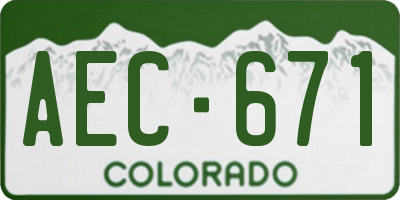 CO license plate AEC671