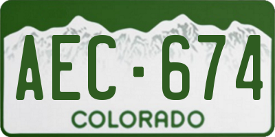 CO license plate AEC674