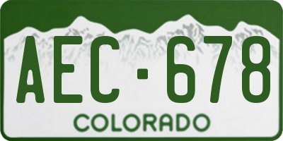 CO license plate AEC678