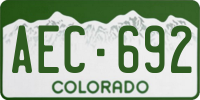CO license plate AEC692