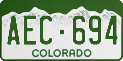 CO license plate AEC694