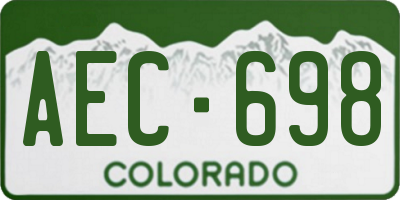 CO license plate AEC698