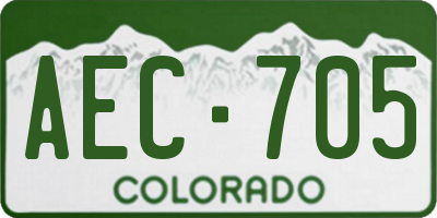 CO license plate AEC705