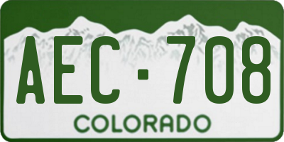 CO license plate AEC708