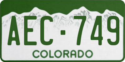 CO license plate AEC749