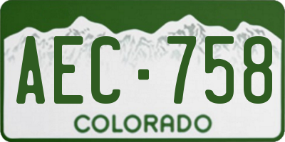 CO license plate AEC758