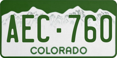 CO license plate AEC760