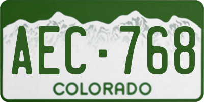 CO license plate AEC768
