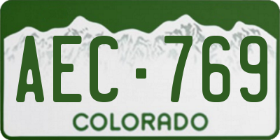 CO license plate AEC769