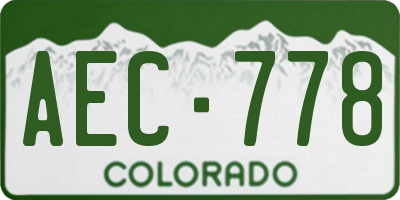 CO license plate AEC778