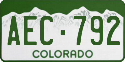 CO license plate AEC792