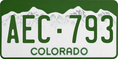 CO license plate AEC793