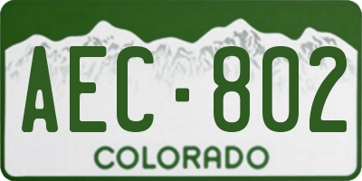 CO license plate AEC802