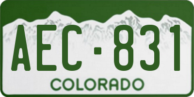 CO license plate AEC831