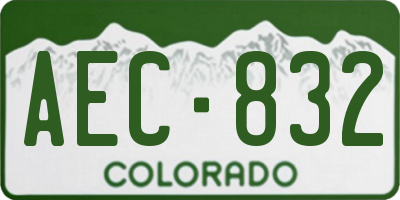 CO license plate AEC832