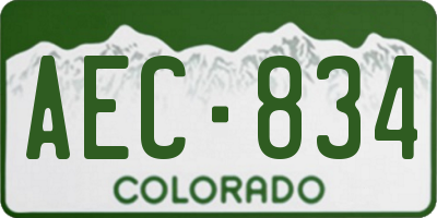 CO license plate AEC834