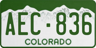 CO license plate AEC836