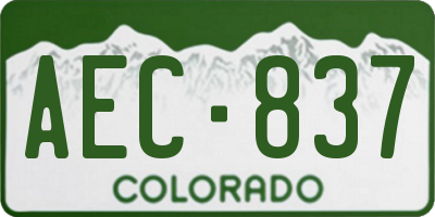 CO license plate AEC837