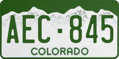 CO license plate AEC845