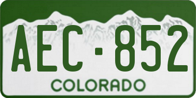 CO license plate AEC852