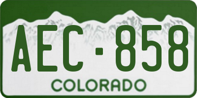 CO license plate AEC858